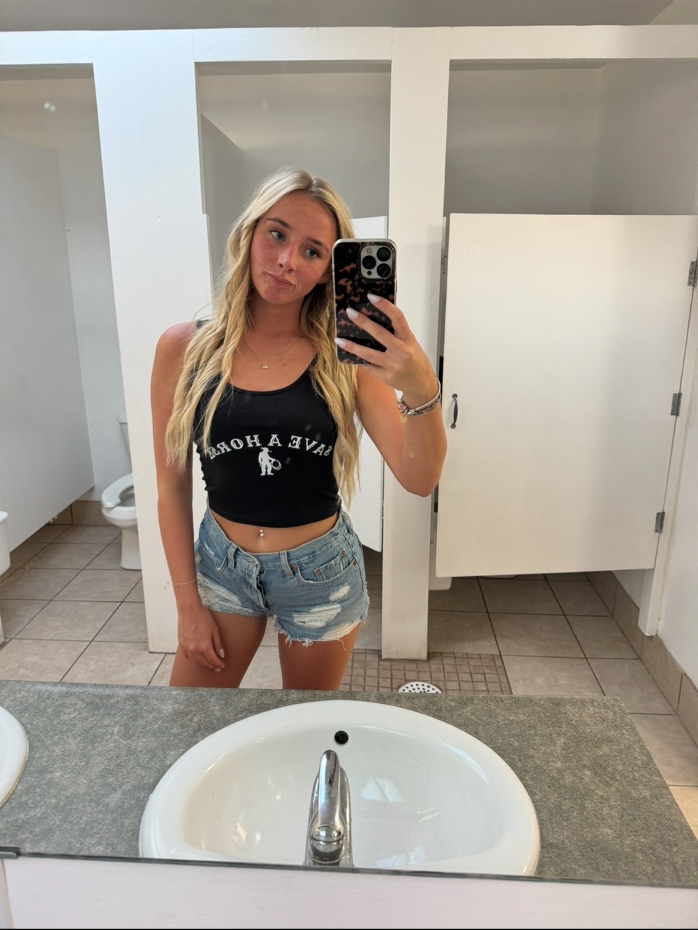 Black Graphic Cropped Tank Top - Women